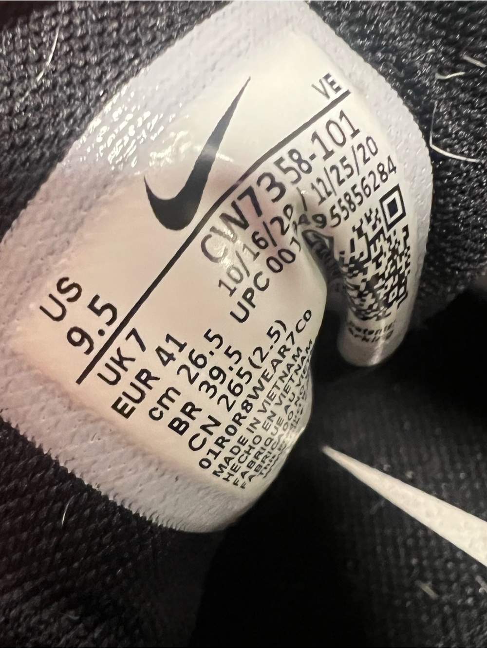 Nike White & Black Running Sneakers with Blue Laces and Pink size w9.5 M 8 Unix - Picture 8 of 8